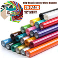 Heat Transfer Vinyl Rolls Bundle - 20 Colors 12x3FT for DIY T-Shirts & Crafts