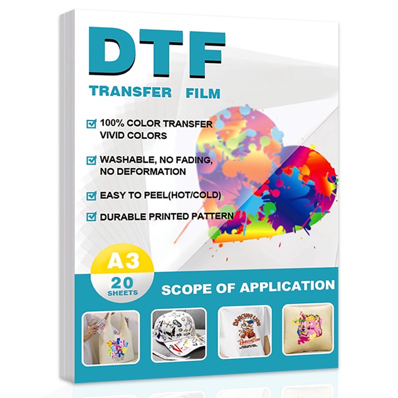 A3 DTF Transfer Film 20 Sheets Matte PET Heat Transfer Paper for Inkjet Printers