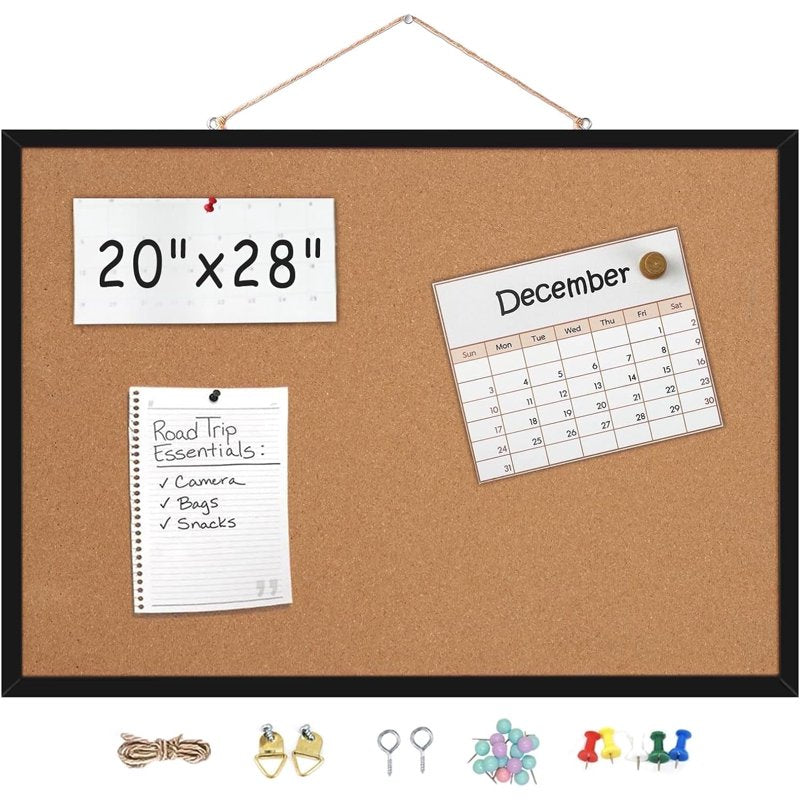 Wall Cork Board and Whiteboard Combo with Wooden Frame - Office & School Organizer