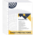 Plastic Page Protectors for 3 Ring Binders - Clear 11-Hole, 200 Pack