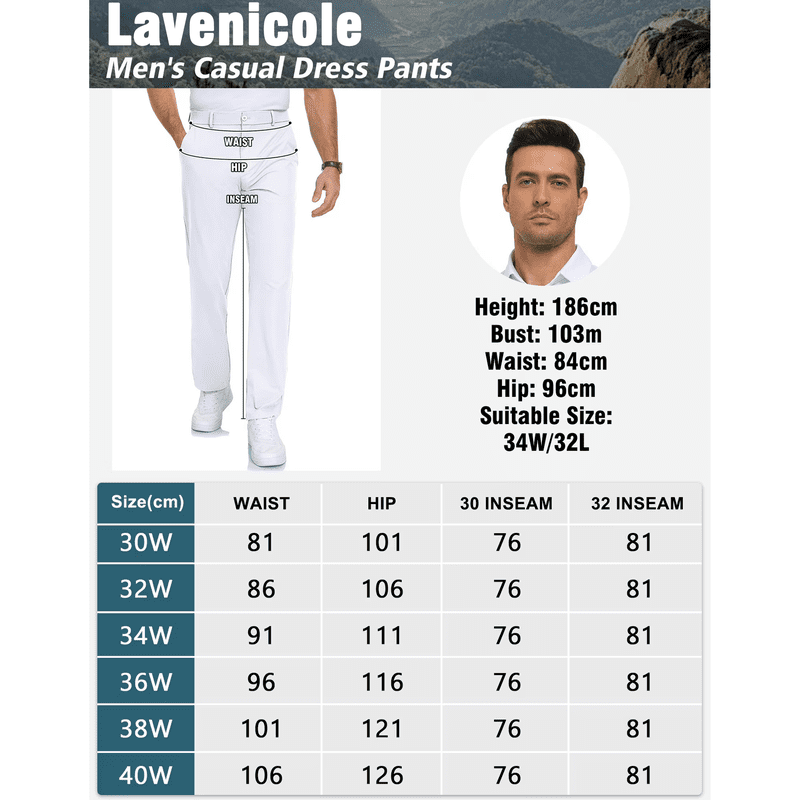 Men's Golf Pants Lightweight Stretch Casual Trousers with 4 Pockets