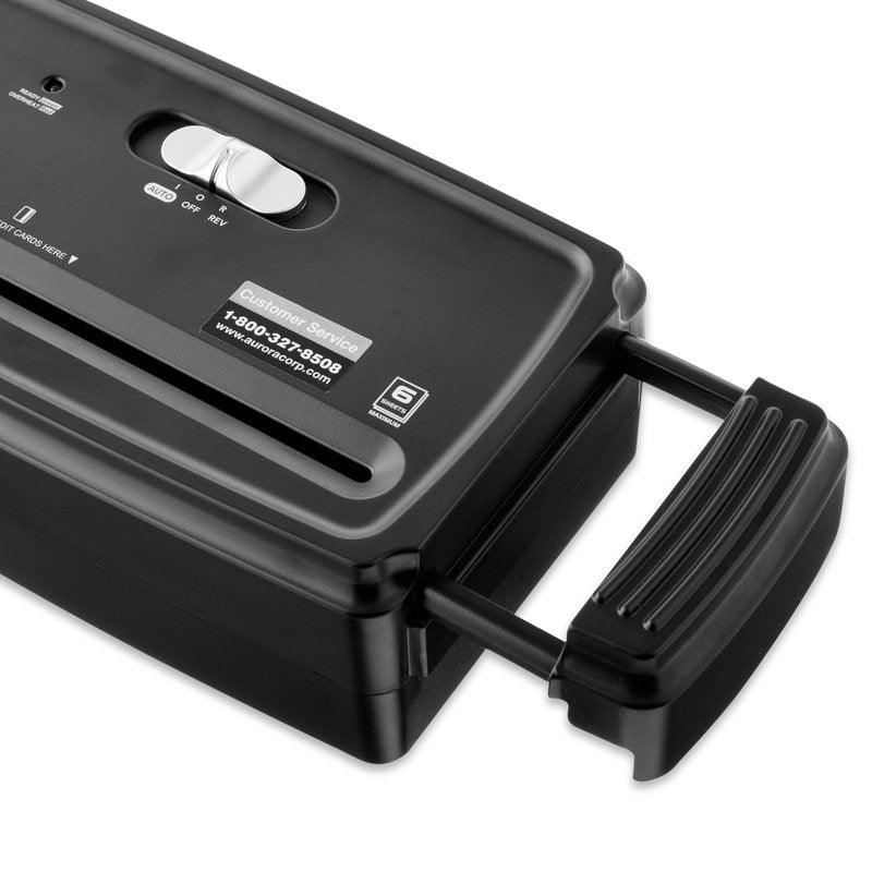 6-Sheet Credit Card & Paper Shredder - Compact Strip Cut Office & Home Use