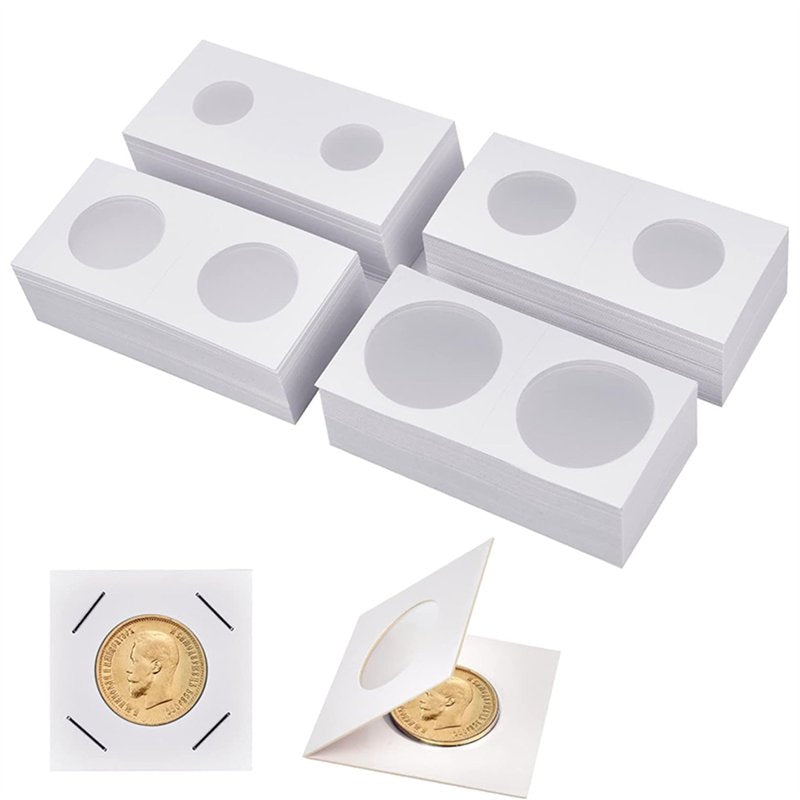 200PCS Coin Cardboard Holders Set with Clear Windows for Coin Collection Storage