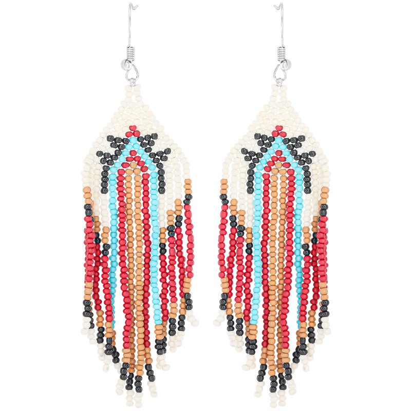 Jessica Simpson Beaded Drop Earrings for Women - Boho Chic Multi-Color Jewelry