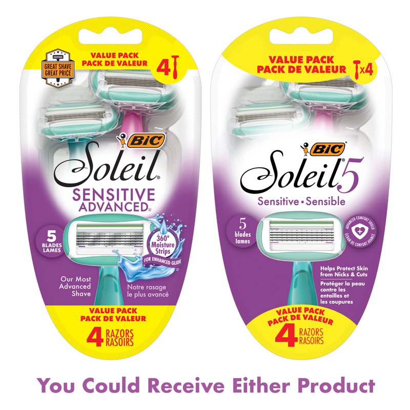Disposable Women's Razors with 5 Flexible Blades - Sensitive Skin, 4 Count