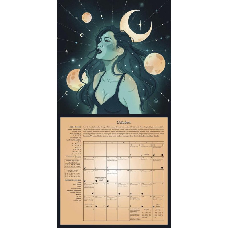 Lunar Moon 2026 Wall Calendar with Moon Phases and Astrology - Enchanting Moon Artwork