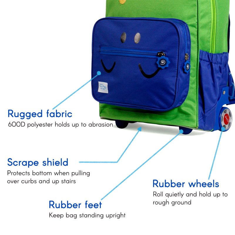 Kids Rolling Backpack with Convertible Carrying & Wheels - Dinosaur Giraffe Unicorn Penguin Variants