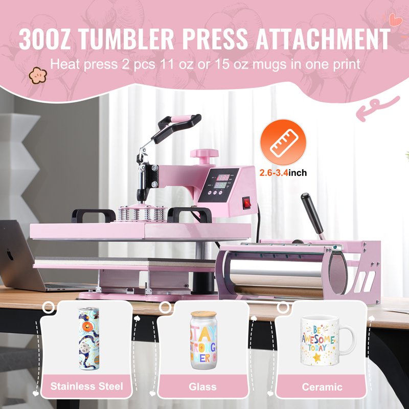 15x15 Inch Heat Press Machine with 5-in-1 Transfer Tool for T-Shirts Mugs Hats