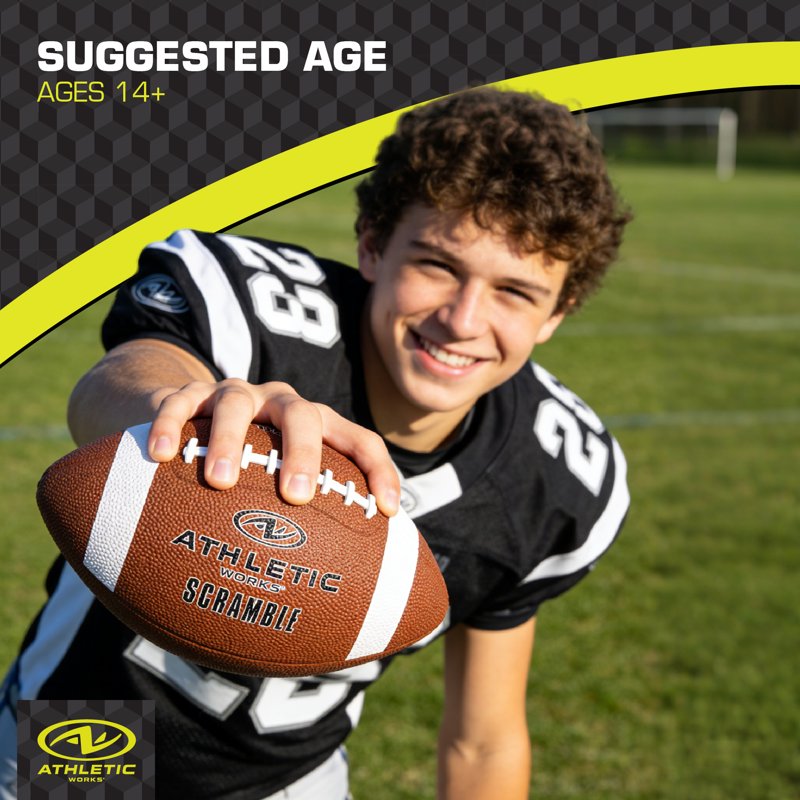 Adult Football - Full-Size Rubber Practice Ball with Tacky Surface