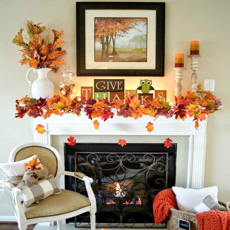 5.9Ft Fall Artificial Maple Leaves Garland for Thanksgiving and Autumn Decor