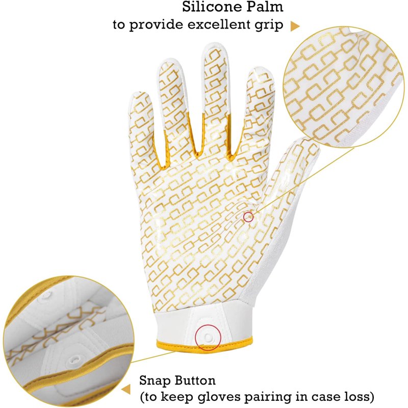 Youth Football Gloves - Sticky Silicone Wide Receiver Gloves for Kids & Adults, Breathable Stretch Fit