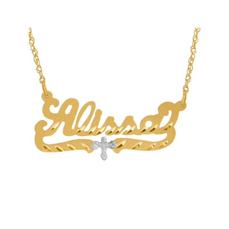 Personalized Name Necklace with Beading and Rhodium Finish - Custom Sterling Silver & Gold-Plated