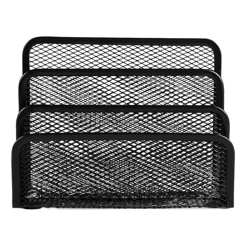 Desktop File Organizer with 3 Compartments - Small Metal Mail Holder for Letters and Documents