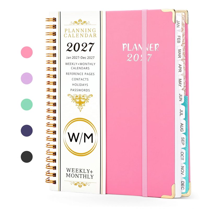 2027 Weekly Monthly Planner Notebook with Tabs - Durable Hardcover, Compact Size