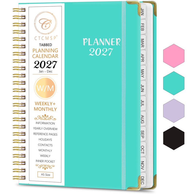 2027 Weekly Monthly Planner Calendar Notebook 6.3x8.5 Inches Hardcover Schedule