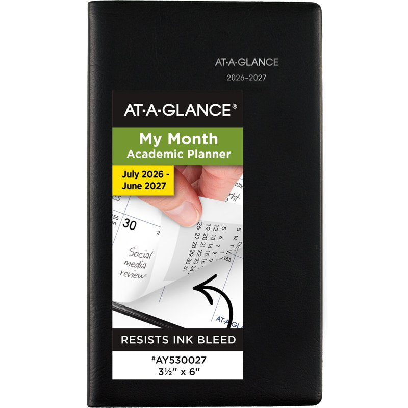 Pocket Academic Planner 2026-2027 Black 14-Month Calendar Jul-Aug