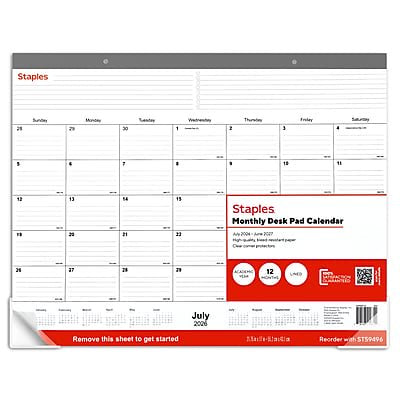 Academic Desk Pad Calendar 21.75 x 17 Inches for School & Office, Gray