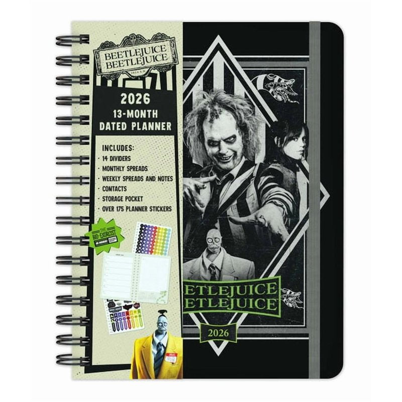 Beetlejuice 2026 Weekly Planner Spiral Bound - 13 Months with Stickers & Pocket