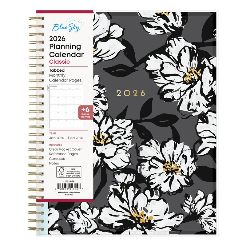 2026 Monthly Planner Calendar - 8x10 Durable Twin Wire Binding, Clear Pocket Cover