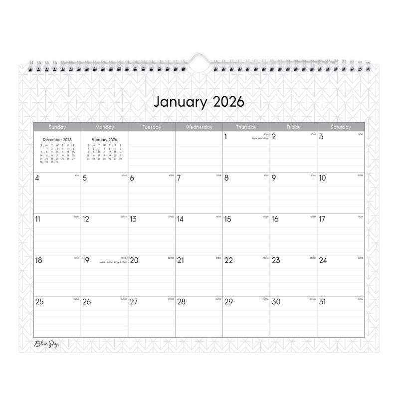 2026 Blue Sky Monthly Wall Calendar 15x12 Inches - January to December