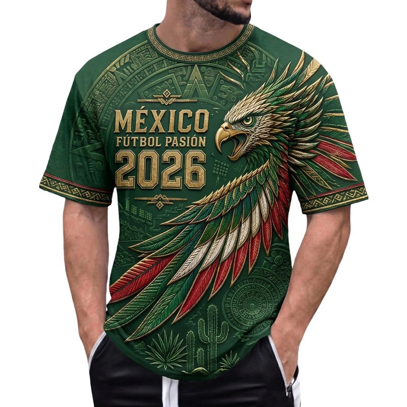 012_Mexico XXXL Mexico Shirts for Men Graphic Soccer T-Shirt - Mexico Flag Print