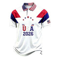 USA Soccer Mens Polo Shirt - White, Short Sleeve Casual Collared Top (Size S) - Breathable Performance Mesh