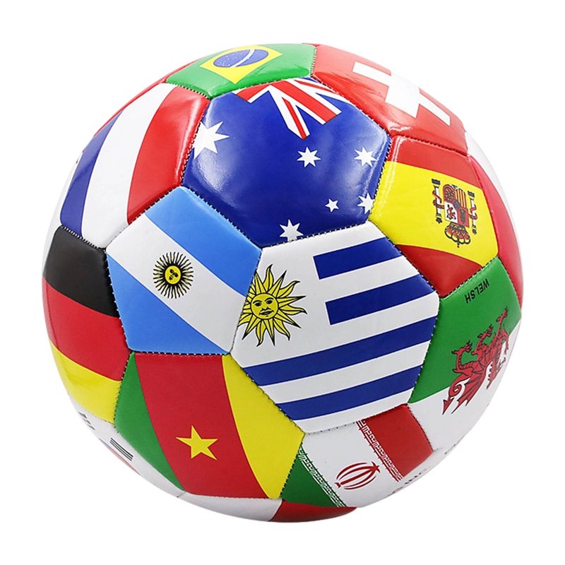 World Flag Soccer Ball Size 5 with Pump & Needle - Multi-Country Design for Training & Events