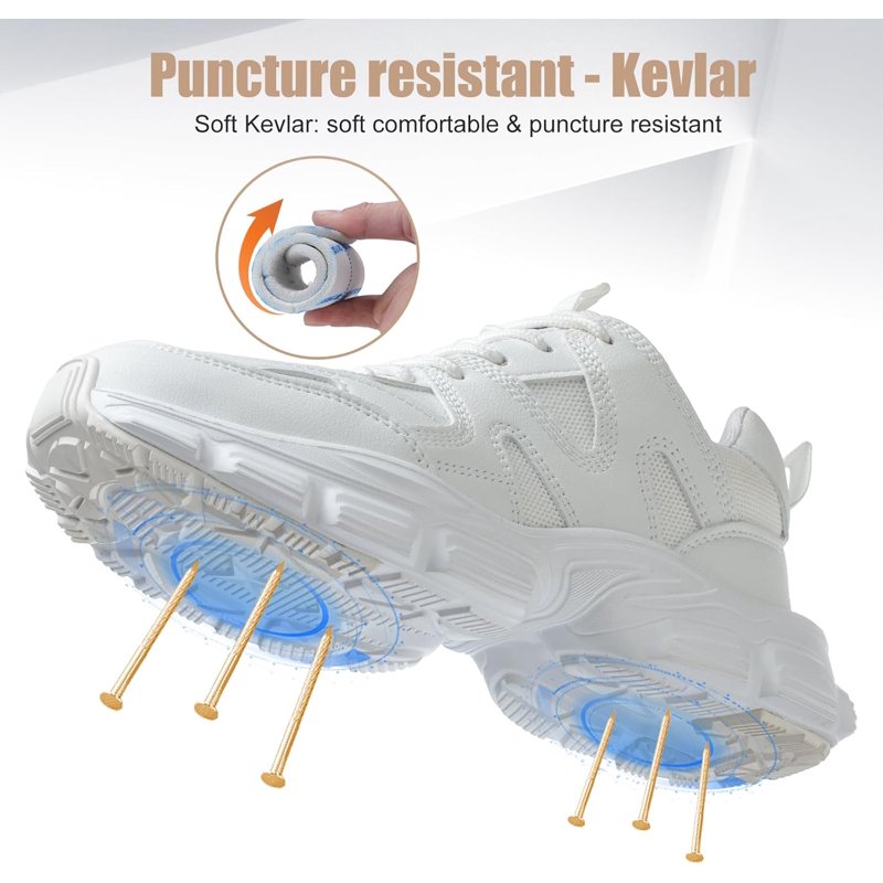 Steel Toe Work Sneakers for Men Women Anti-Slip Puncture-Proof Safety Shoes Lightweight Breathable Construction