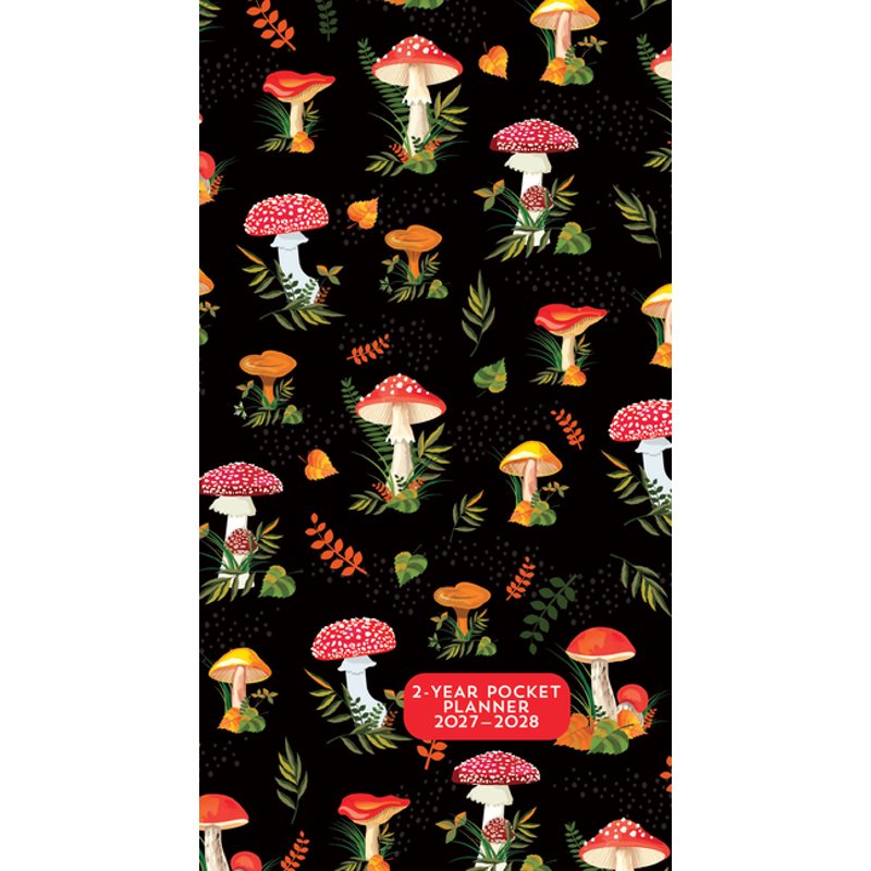 2027-2028 Mushrooms Pocket Planner — 2-Year Calendar, Compact & Portable