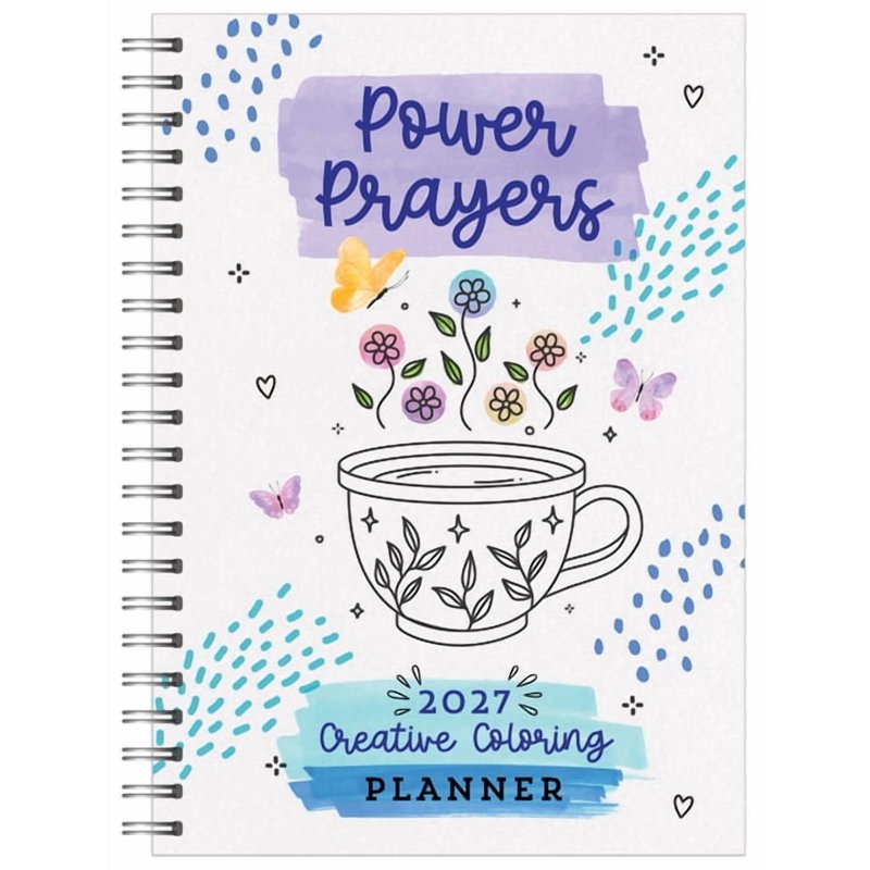 Power Prayers Creative Coloring Planner - 17-Month Spiral-Bound Faith Organizer