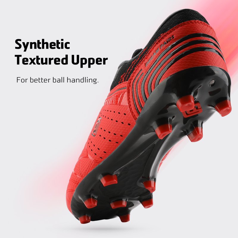 Dream Pairs Men’s Soccer Cleats - Red/Black, Lightweight Outdoor Football Shoes - Variation 11