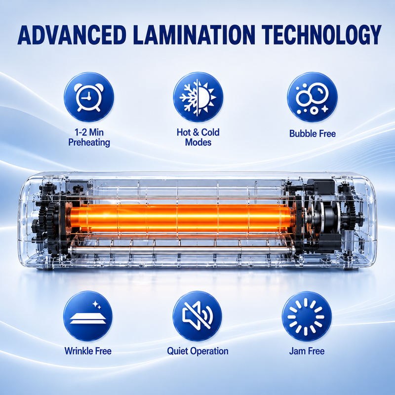 9-Inch Thermal Laminator Machine for Hot & Cold Laminating, Bubble-Free, Fast Warm-Up, Includes 10 Sheets