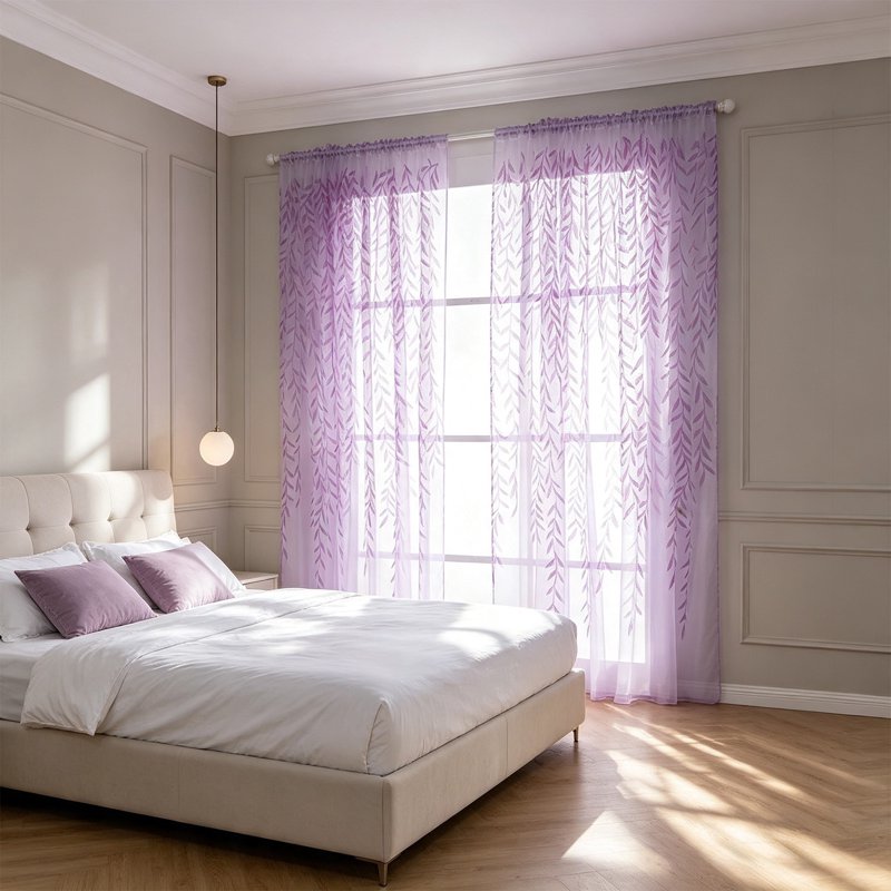 Sheer Curtains 78 Inch Long Light Filtering Pleated Room Divider Drapes