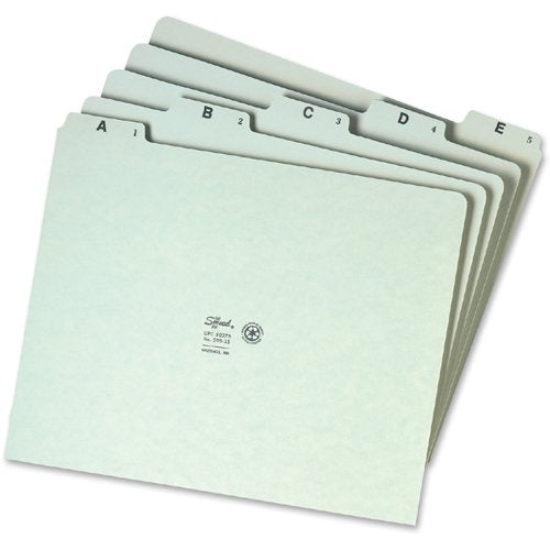 Alphabetic Filing Guides with Green Pressboard Set for Office Organization