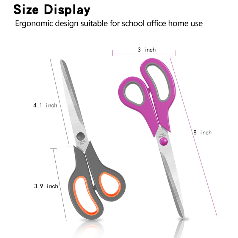 All-Purpose 8.5 Inch Stainless Steel Scissors Set - Sharp, Durable, Comfort Grip