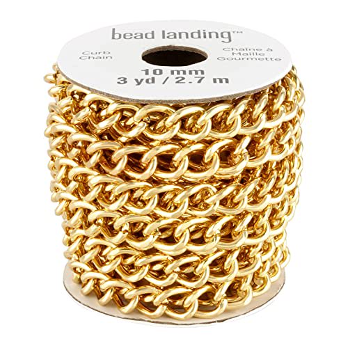 3 Yard Cable Chain for Jewelry Making - Bead Landing Gold & Rhodium Finish