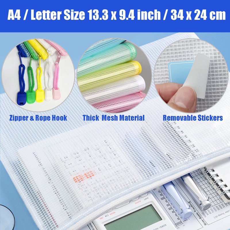 10pcs Mesh Zipper Pouch Bags for Organization - Reusable Storage Bags in Multiple Sizes