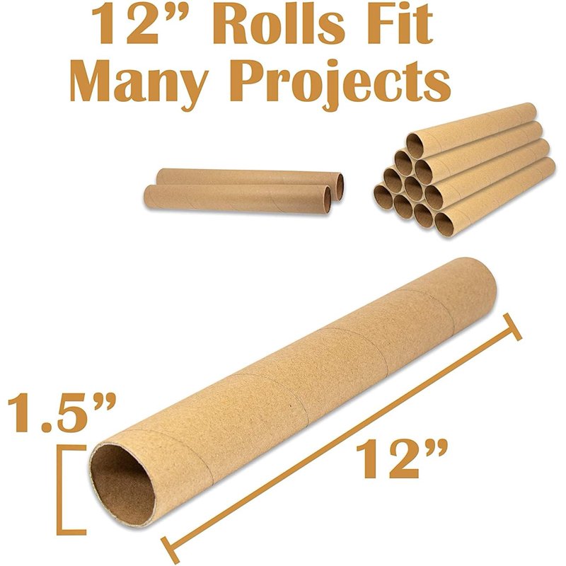 12-Inch Cardboard Roll Tubes for Crafts & Art Projects, 22 Pcs