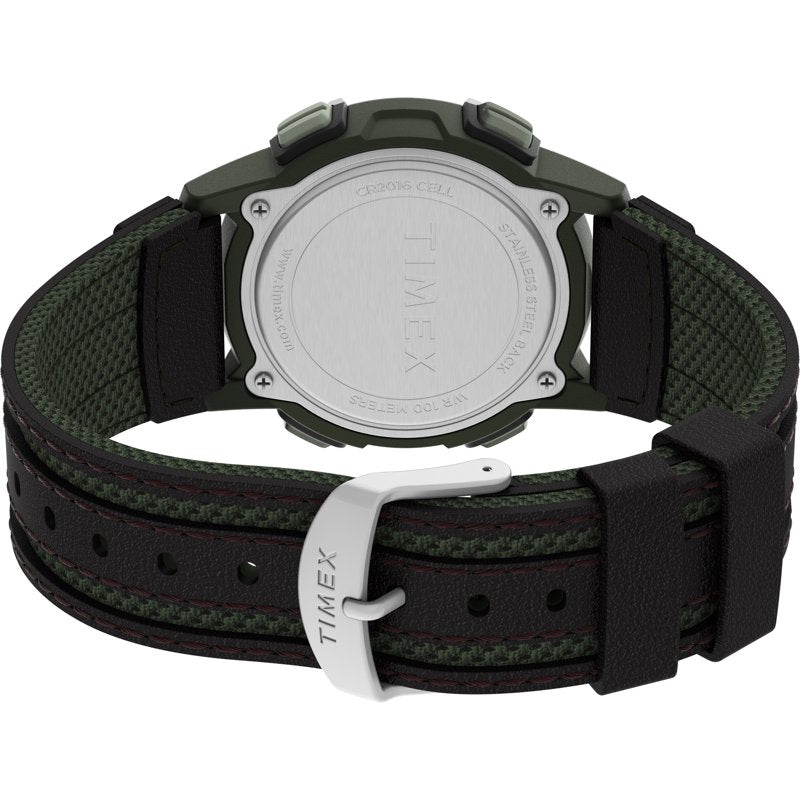 Digital Outdoor Watch with Leather & Fabric Strap, 100M Water-Resistant, Chronograph & Alarm