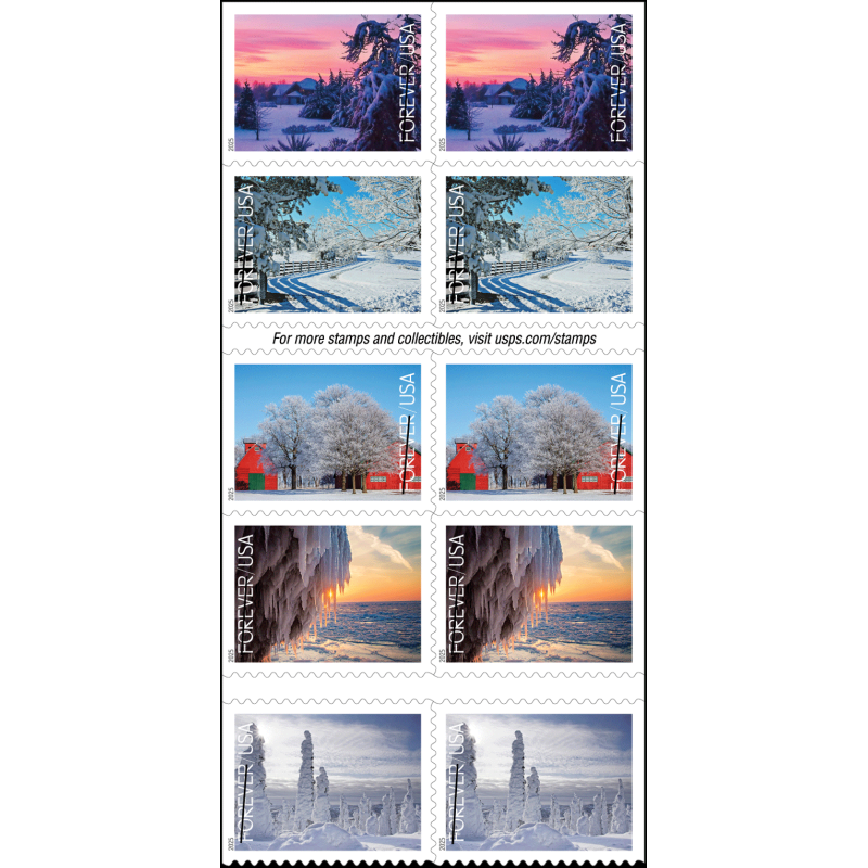 Winter Landscapes USPS Forever Postage Stamp Book of 20 - US First Class Collection