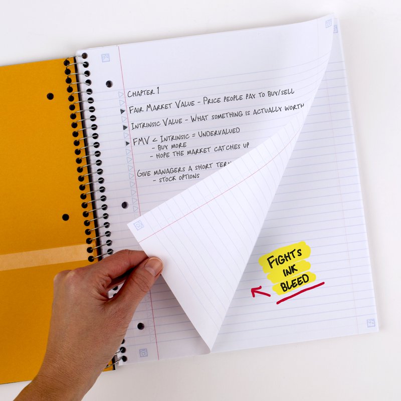 1 Subject College Ruled Notebook with Study App, 8.5x11 Water-Resistant Cover