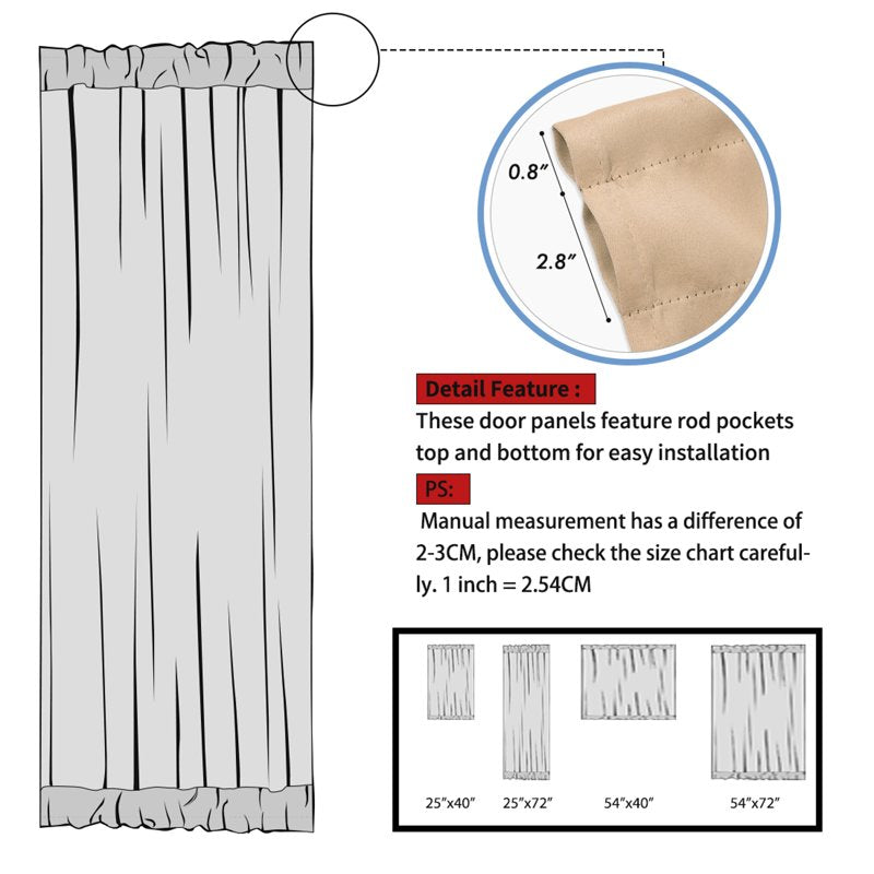 Blackout Curtains 2-Pack - Room Darkening Drapes for Sliding Doors