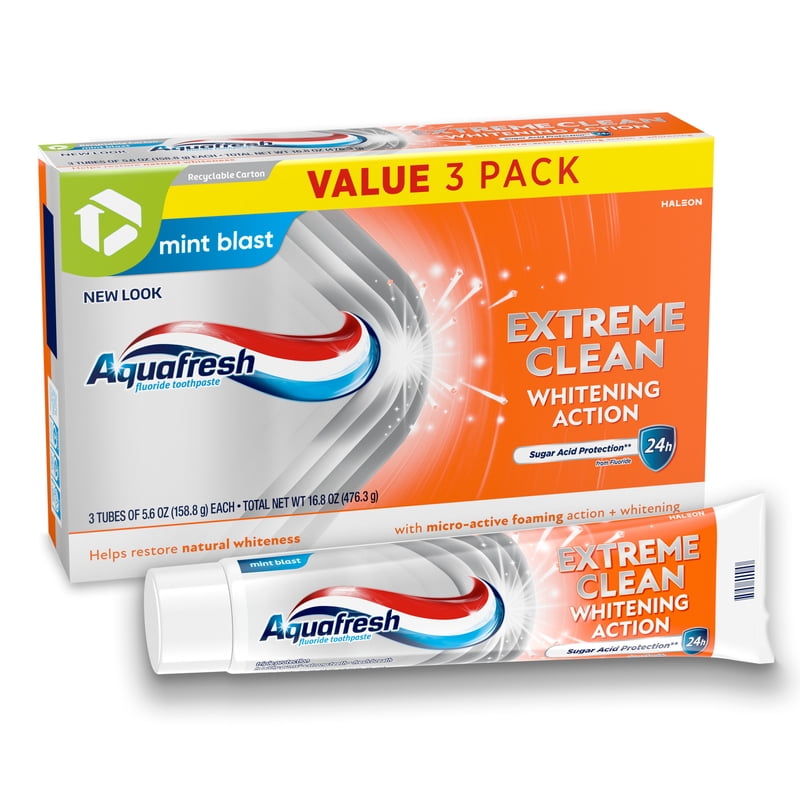 Multipack Fluoride Toothpaste for Cavity & Whitening Protection, Mint Blast