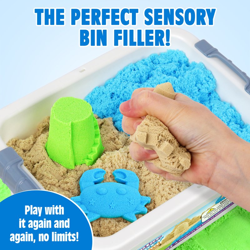 Kids Sensory Play Sand Set with Storage Bin - 4.4 lbs Non-Toxic Molding Sand for Indoor & Outdoor Use