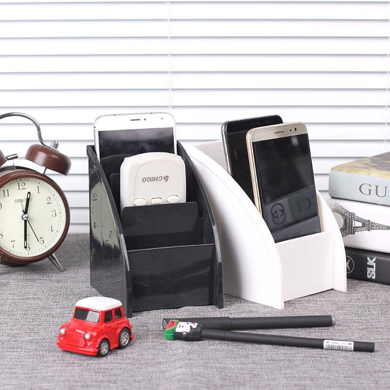 3-Compartment Desktop Organizer and Pencil Holder - Plastic Storage Bin