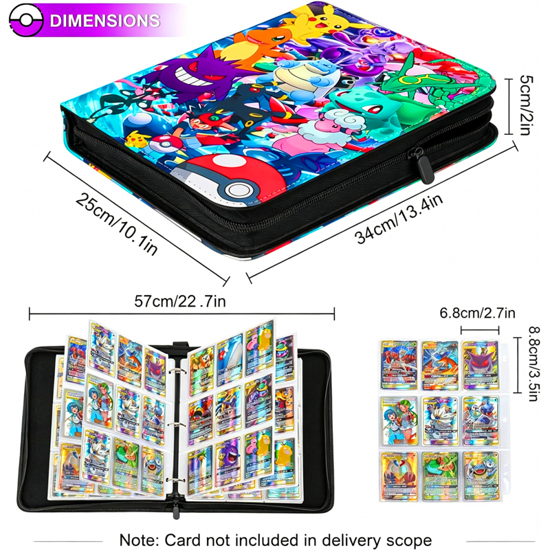 9-Pocket Zipper Card Binder for Trading Cards - Holds 900 Cards with Removable Sleeves