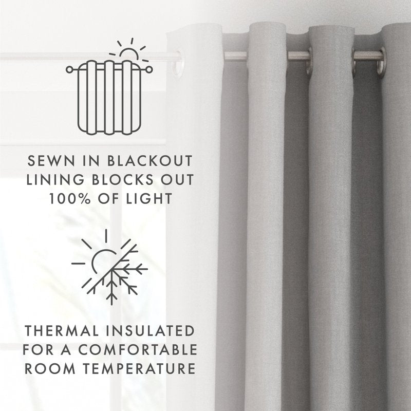 Energy Saving Linen Blend Grommet Curtain Panel - Light Gray, 50x84 Inches, 2 Panels