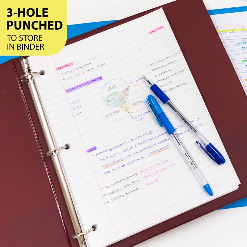 College Ruled Loose Leaf Filler Paper - 100 Sheets Bulk Pack