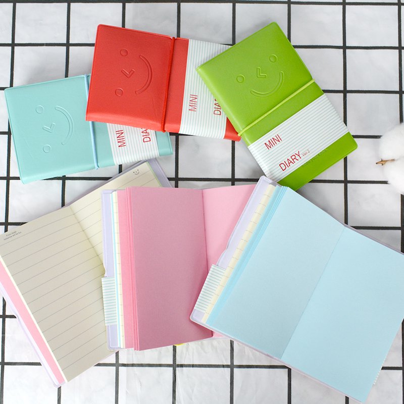 Mini Pocket Notebook Set with Imitation Leather Cover - 6 Colors, 100 Pages Each, Portable Memo Pads