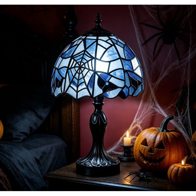 Halloween Stained Glass Table Lamp - Witch Hat Design, Soft Lighting, 11.8 Inch Resin Base